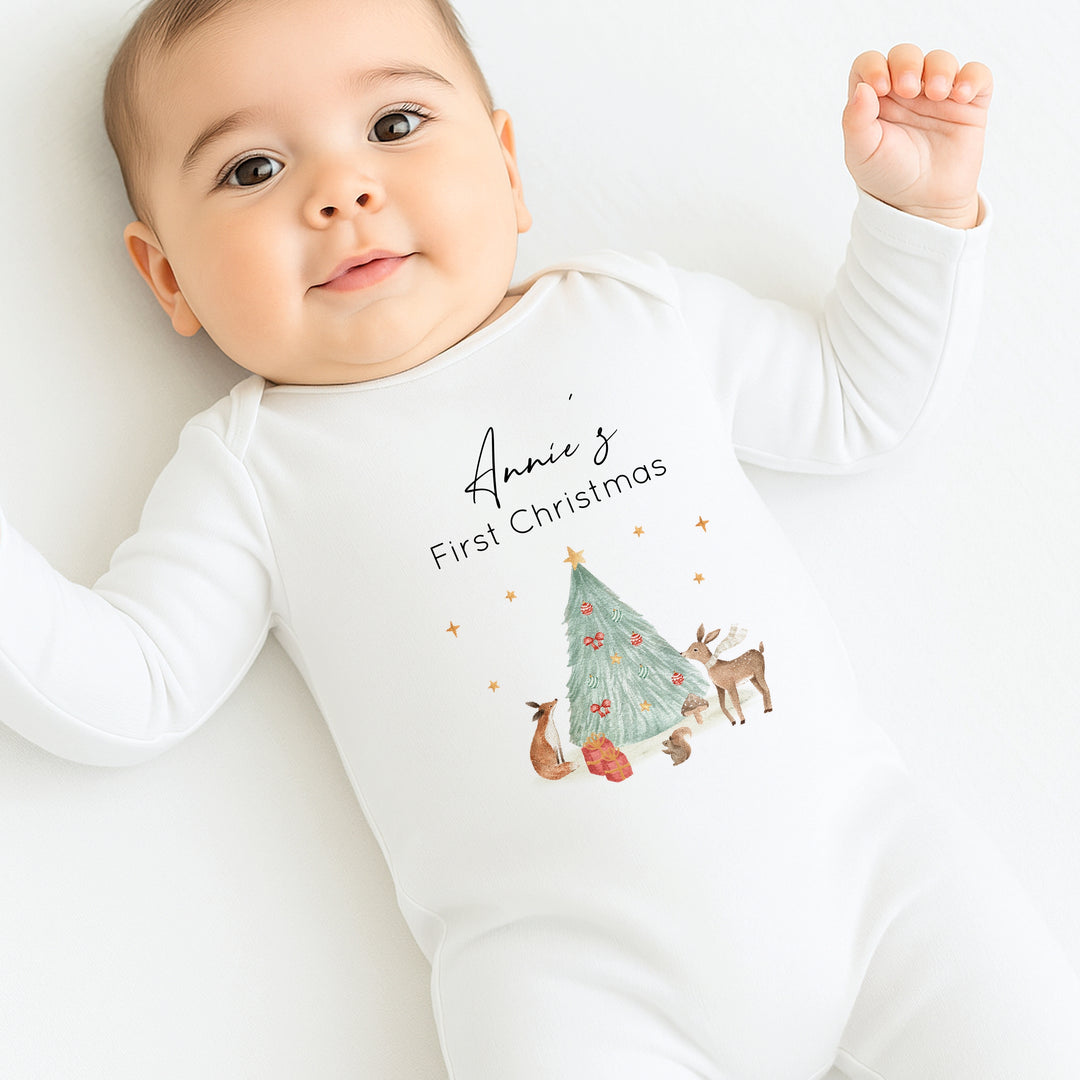 Personalised My First Christmas Woodlands Clothing Gift Set