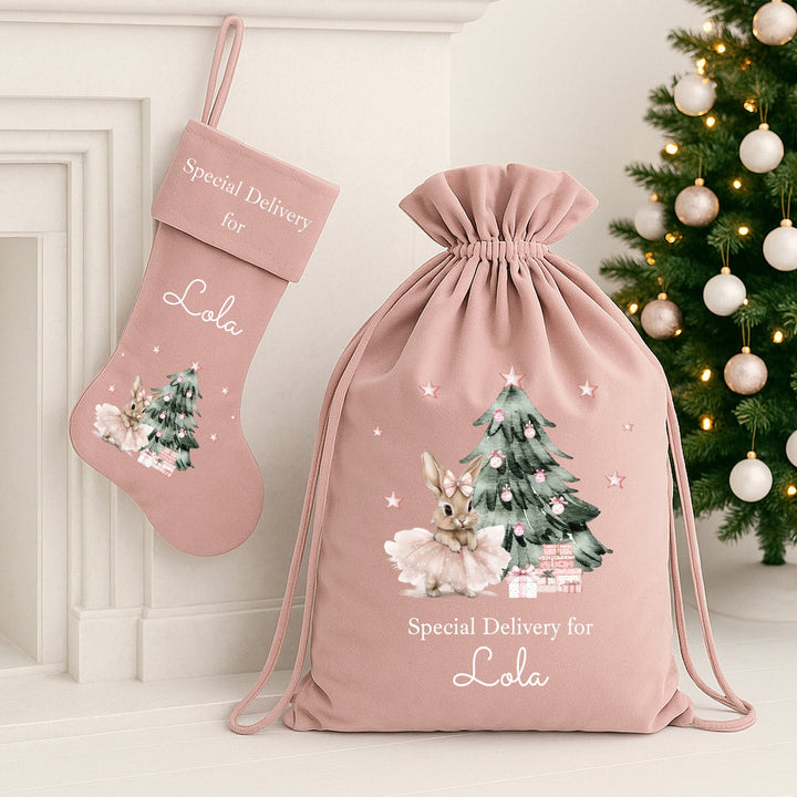 Personalised Ballerina Bunny Christmas Stocking or Santa Sack