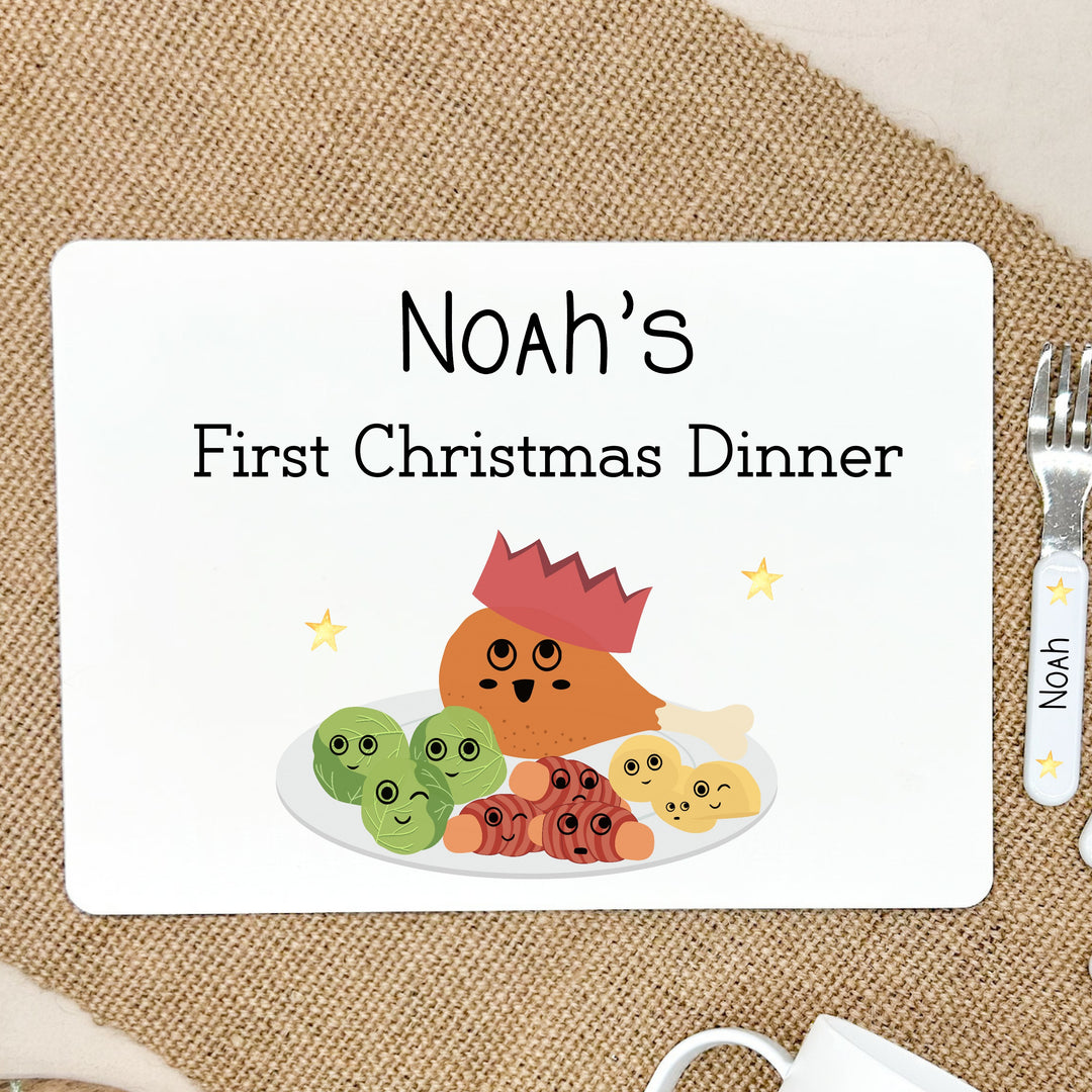 Personalised First Christmas Dinner Place Mat With Optional Cutlery