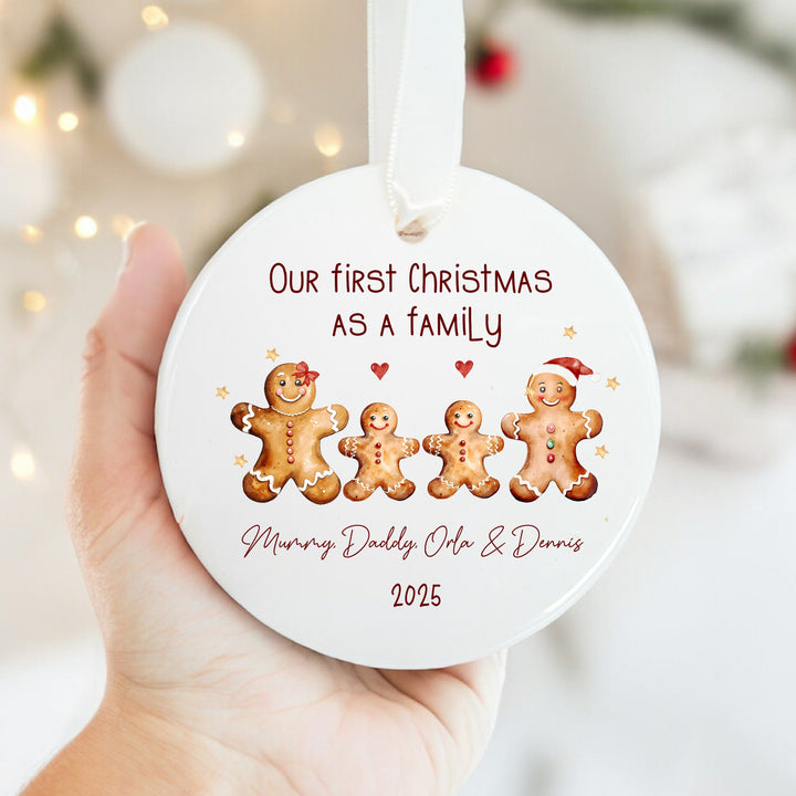 Personalised Our First Family Gingerbread Christmas Bauble