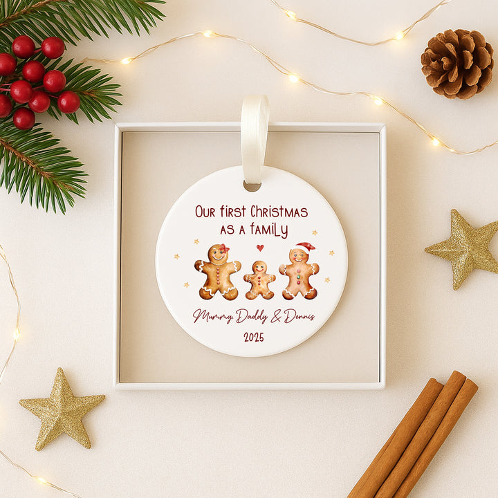 Personalised Our First Family Gingerbread Christmas Bauble