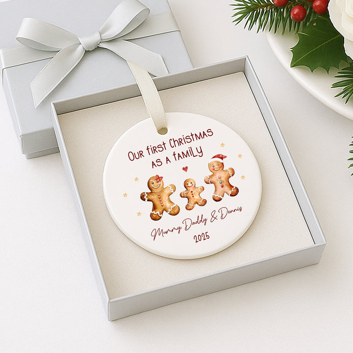 Personalised Our First Family Gingerbread Christmas Bauble
