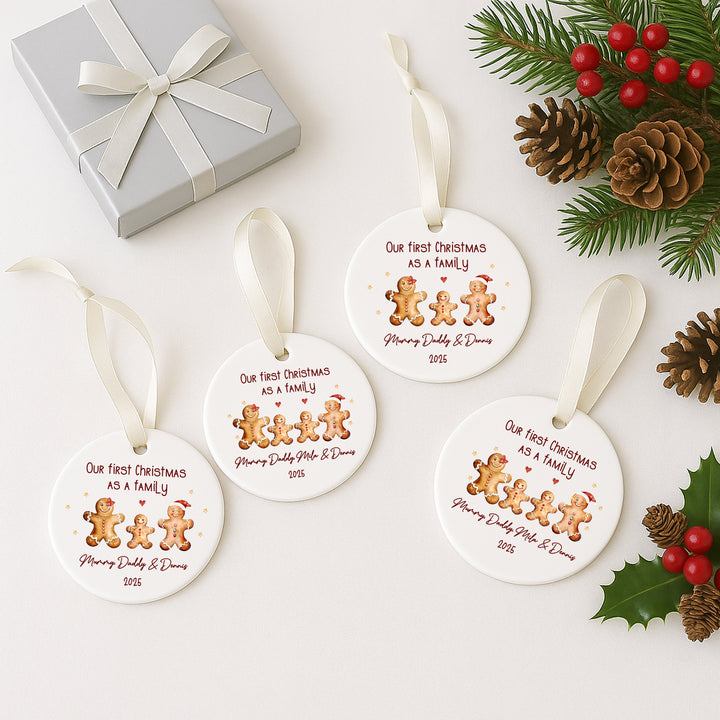 Personalised Our First Family Gingerbread Christmas Bauble