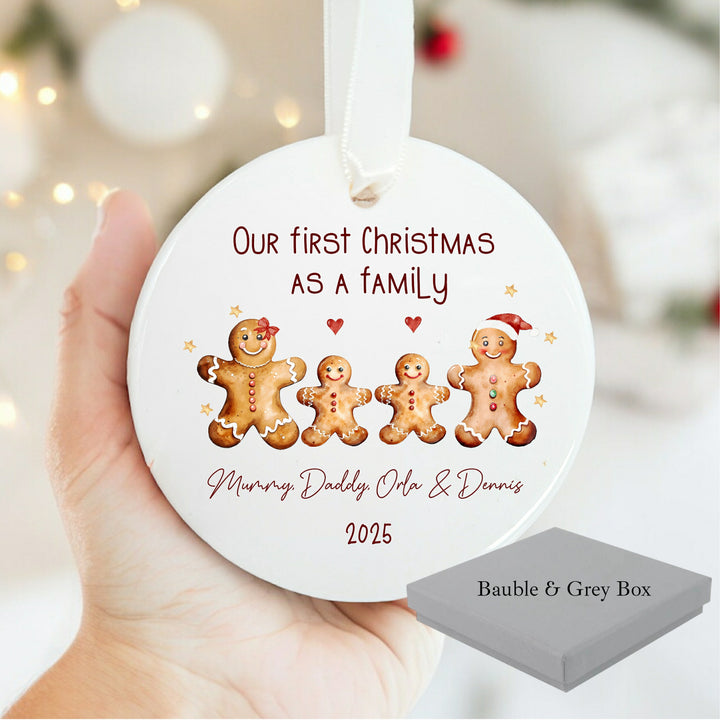 Personalised Our First Family Gingerbread Christmas Bauble