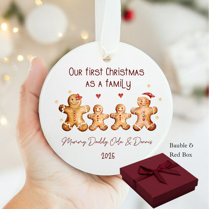 Personalised Our First Family Gingerbread Christmas Bauble