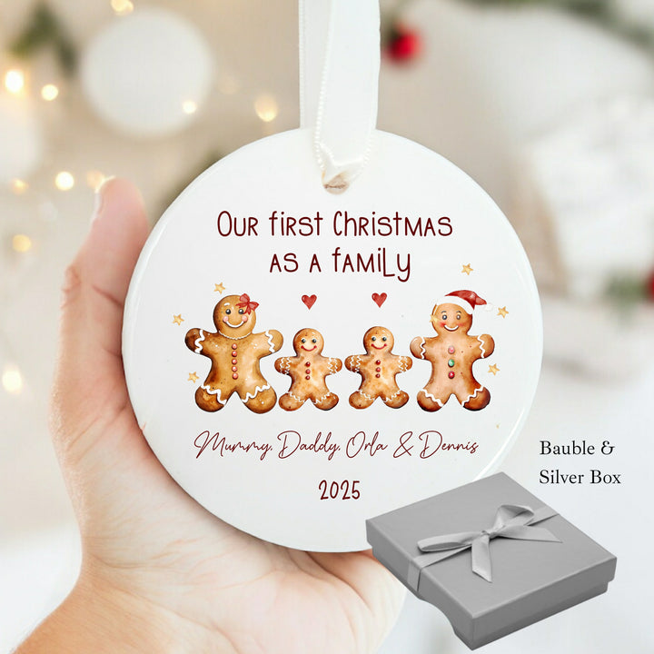 Personalised Our First Family Gingerbread Christmas Bauble