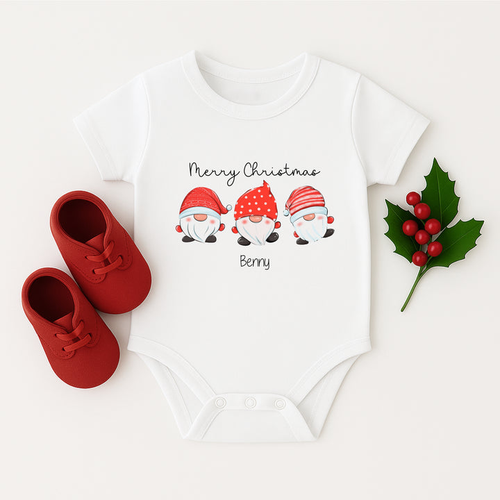 Merry Christmas Gonk Family Personalised Matching T-Shirt With Optional Trousers