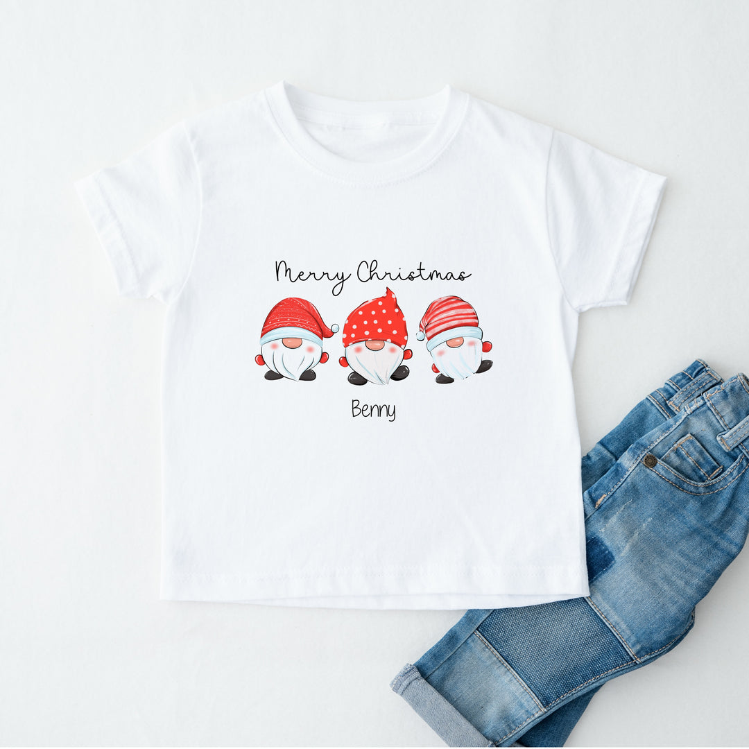 Merry Christmas Gonk Family Personalised Matching T-Shirt With Optional Trousers
