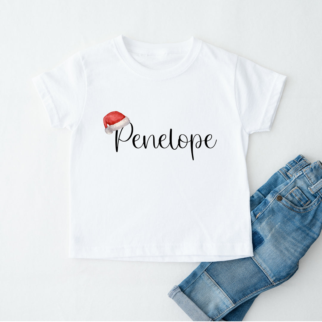 Personalised Name With Santa Hat Matching T-shirts With Optional Trousers