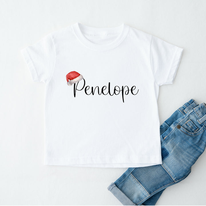 Personalised Name With Santa Hat Matching T-shirts With Optional Trousers