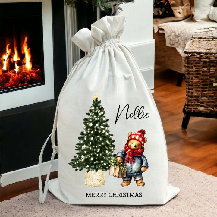Personalised Pooh Bear Christmas Stocking or Santa Sack