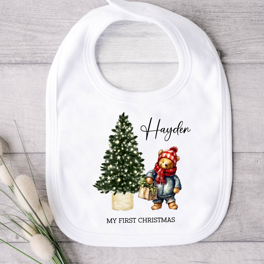 Personalised Pooh Bear Christmas Baby Grow