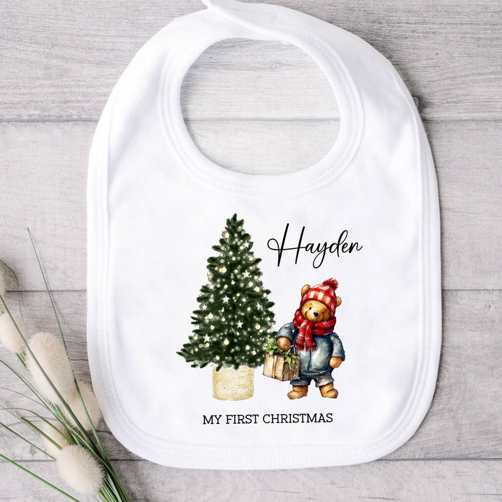 Personalised Pooh Bear Christmas Baby Grow