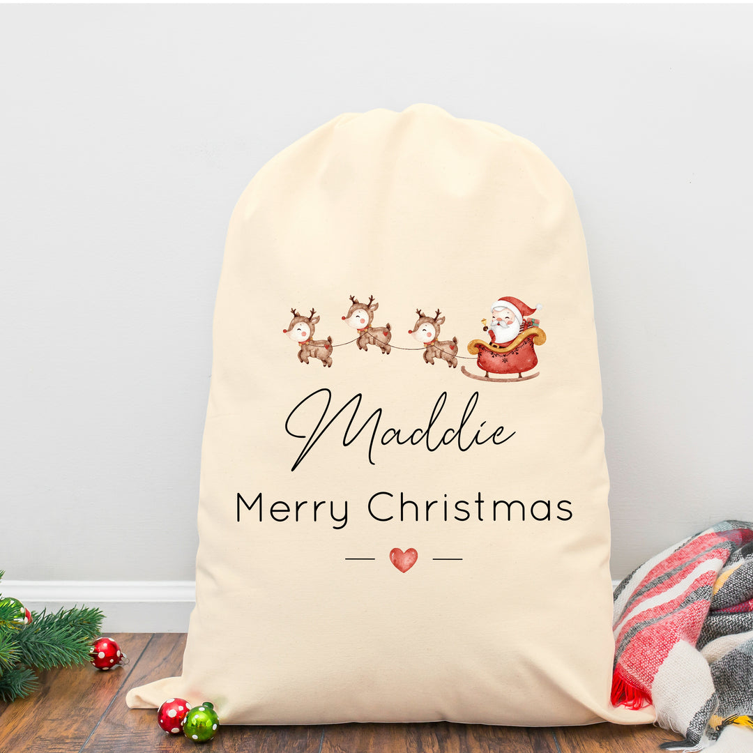 Personalised Santa Sleigh Christmas Sack