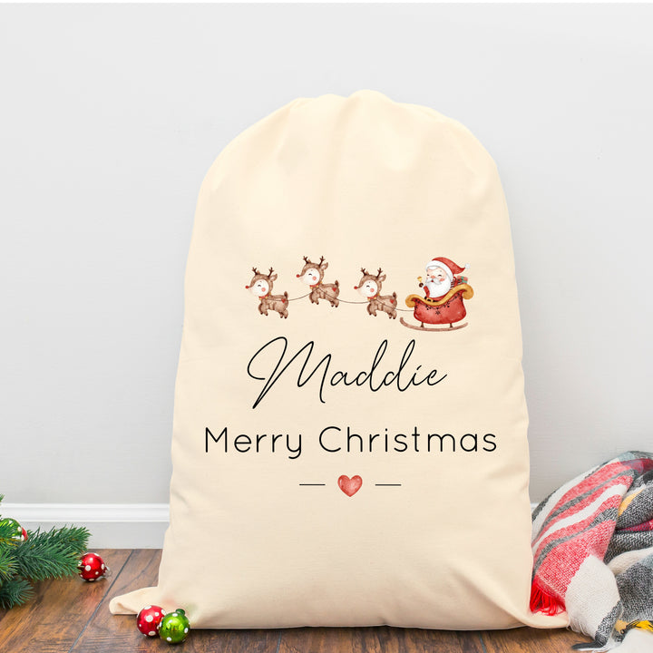 Personalised Santa Sleigh Christmas Sack