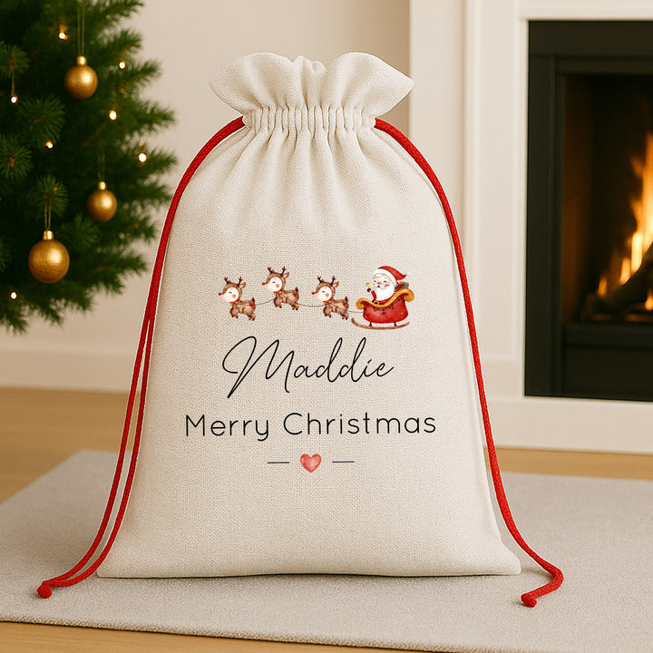 Personalised Santa Sleigh Christmas Sack
