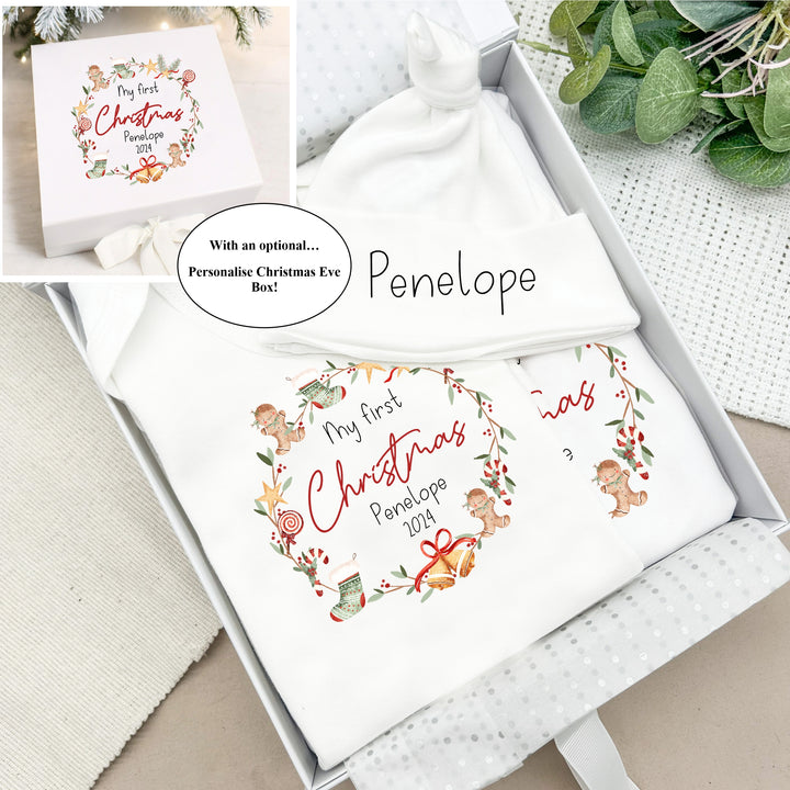 Personalised My First Christmas Wreath Clothing Gift Set