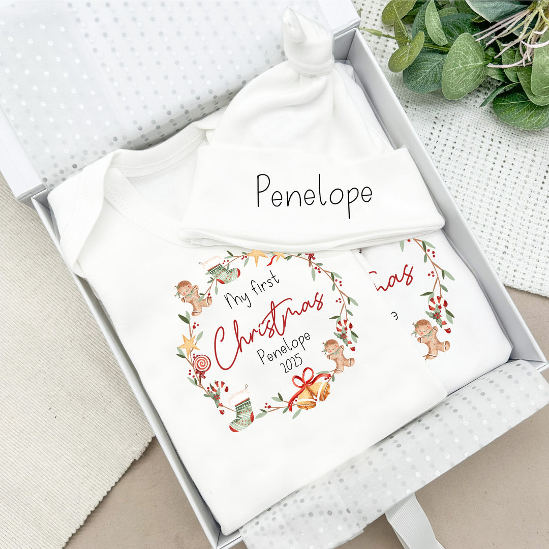 Personalised My First Christmas Wreath Clothing Gift Set