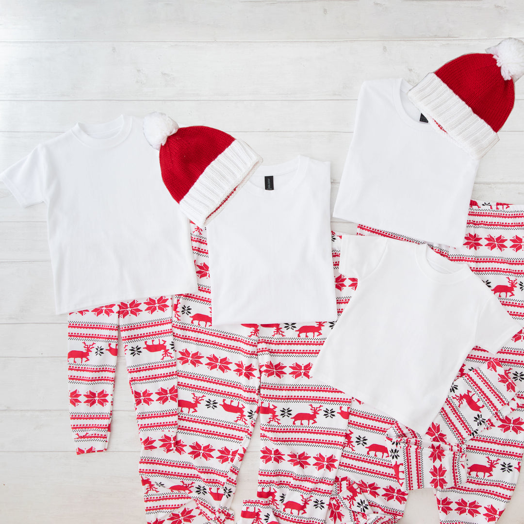 Christmas Pyjama Bottoms (Festive Reindeer Red Print Trousers)