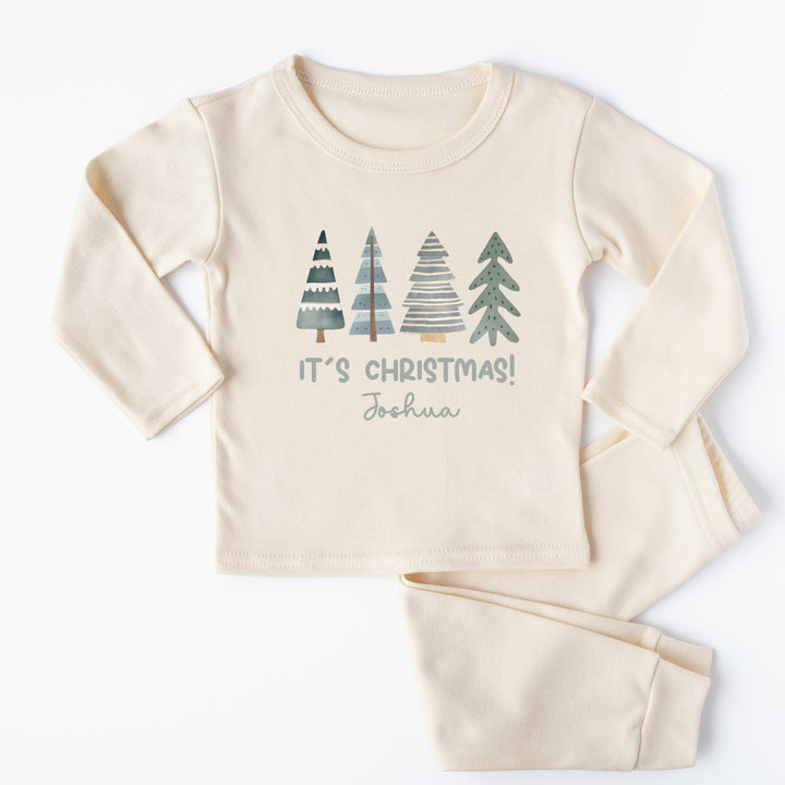 Personalised Green Trees It's Christmas Pyjamas