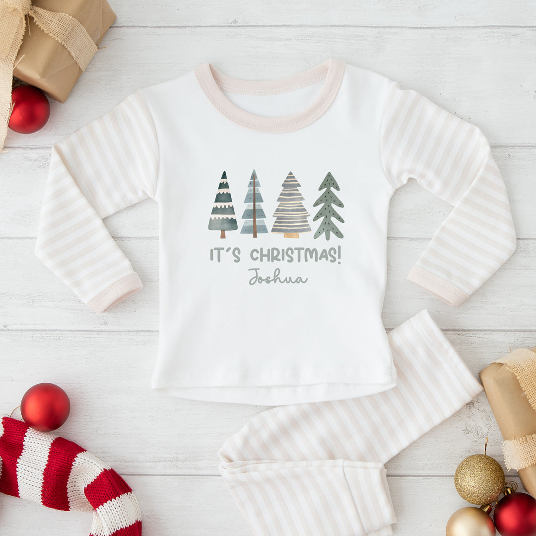 Personalised Green Trees It's Christmas Pyjamas