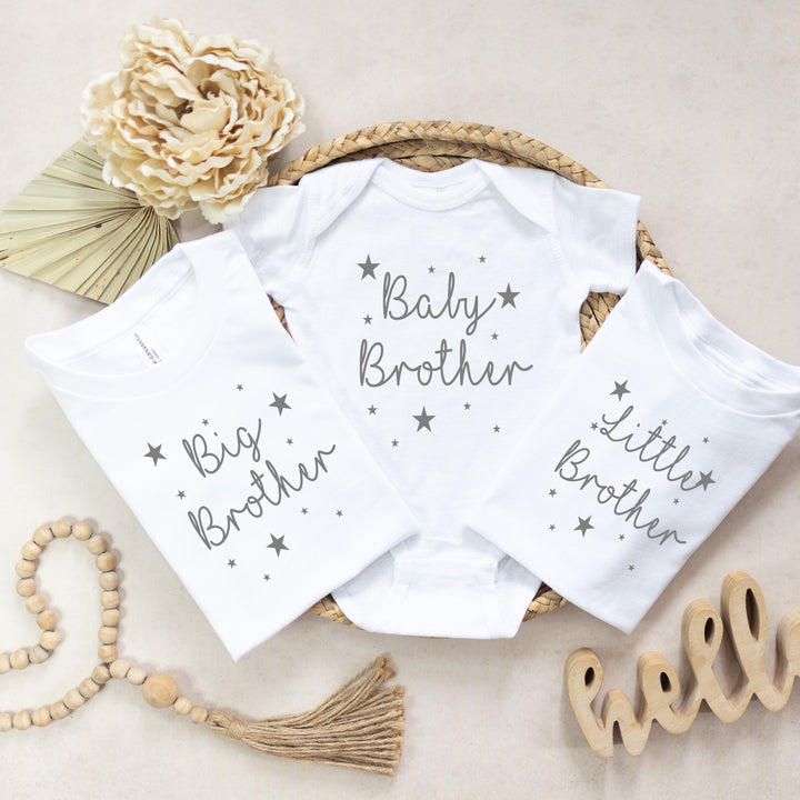 Grey Stars Big Brother/Sister Matching Sibling Outfits