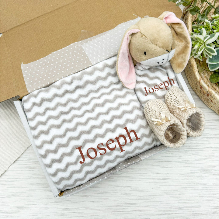 Personalised Beige Embroidered Blanket and Comforter