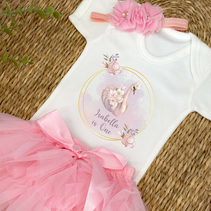 Personalised Pink Swan Birthday Gold Ring T-shirt/Vest