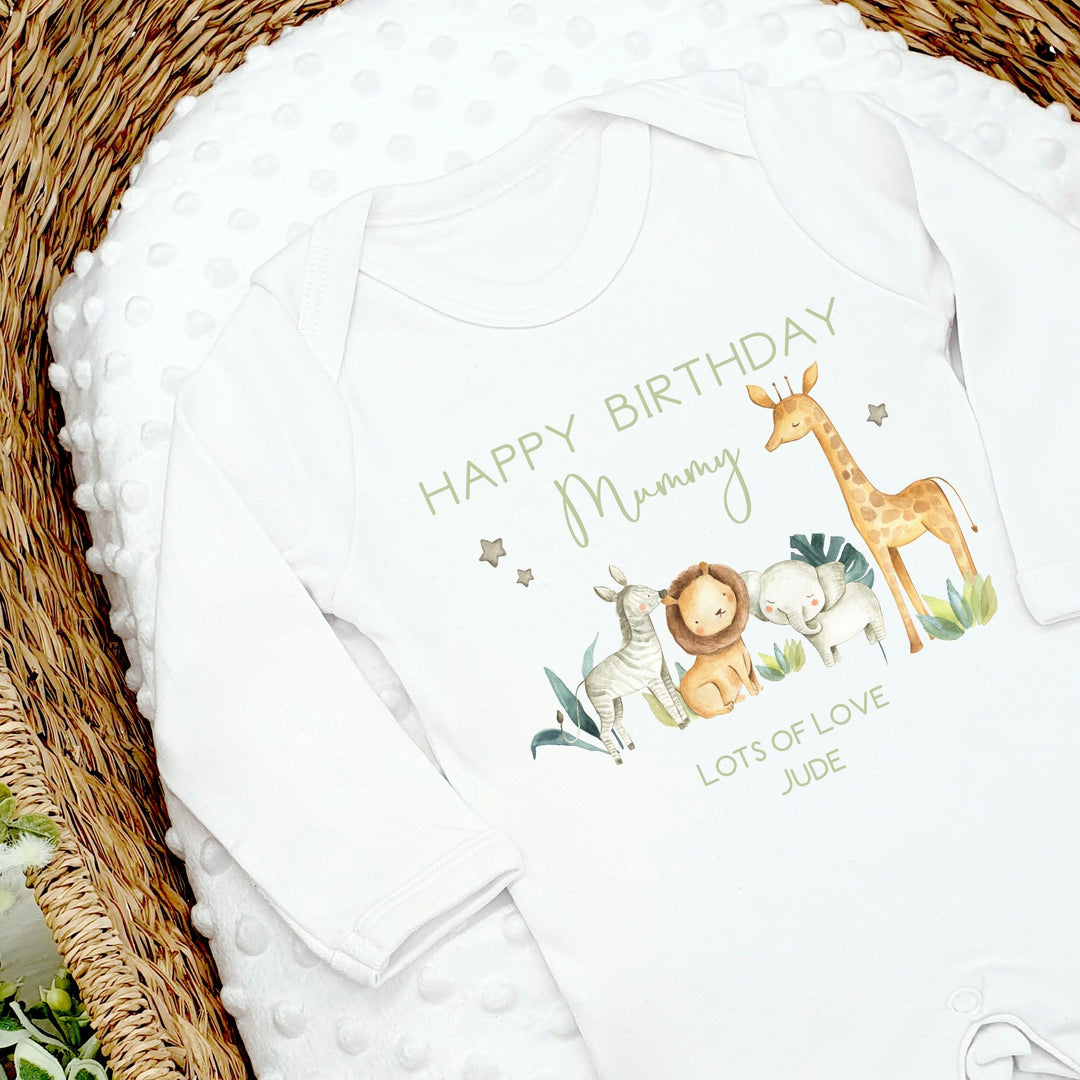 Happy Birthday Mummy Safari Outfit (Babygrow | Vest)