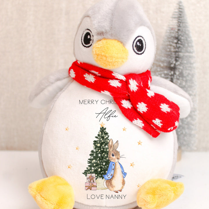 Merry Christmas Personalised RABBIT DESIGN Penguin or Reindeer Soft Plush Toy