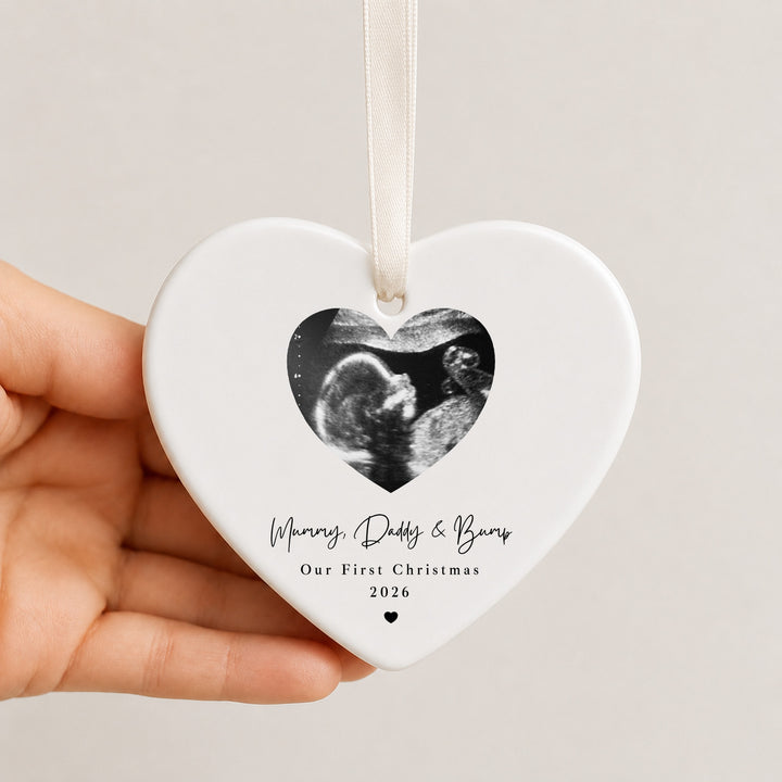Personalised Baby Scan Our First Christmas Together Ceramic Bauble