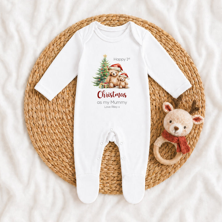 Personalised Teddy Bears Happy First Christmas as my Daddy/Mummy Baby Grow
