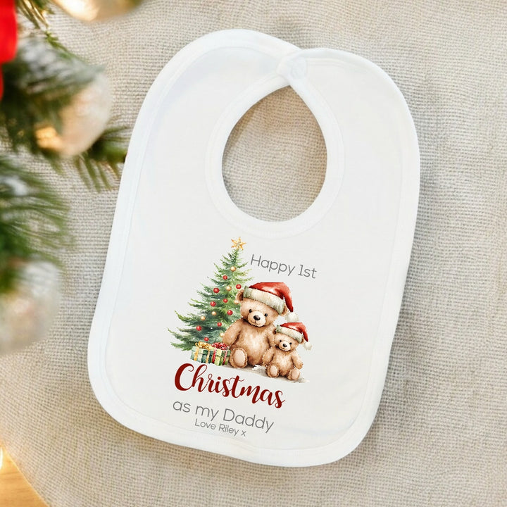 Personalised Teddy Bears First Christmas as my Daddy | Mummy | Nanny | Grandad... Babygrow/Vest/Bib