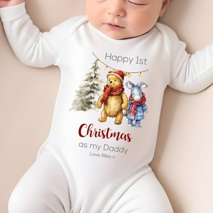 Winnie the Pooh Happy 1st Christmas as my Daddy | Mummy | Nanny | Grandad [Bib/ Vest/ Babygrow]