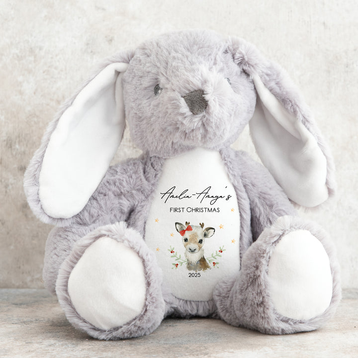 Personalised First Christmas Girl Reindeer Teddy