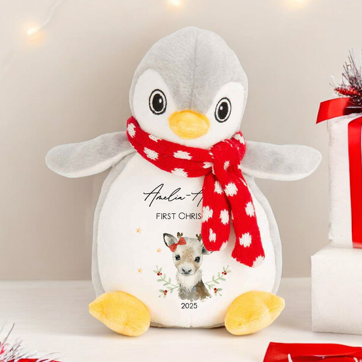Personalised First Christmas Girl Reindeer Teddy