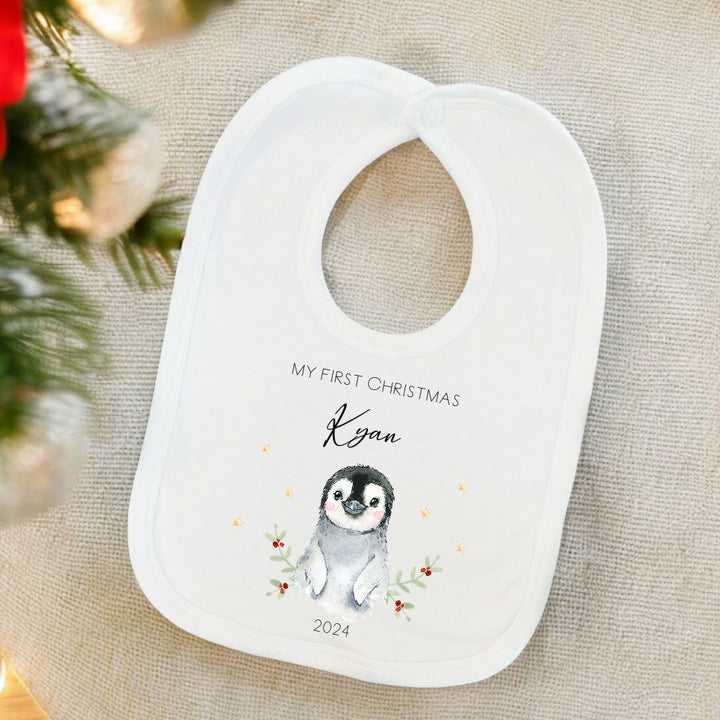 Personalised My First Christmas Little Penguin Babygrow/Vest/Bib