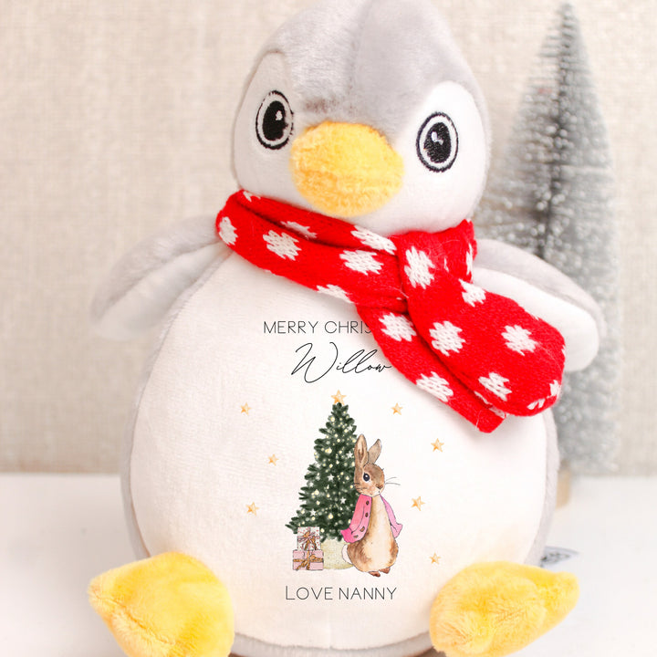 Merry Christmas Personalised RABBIT DESIGN Penguin or Reindeer Soft Plush Toy