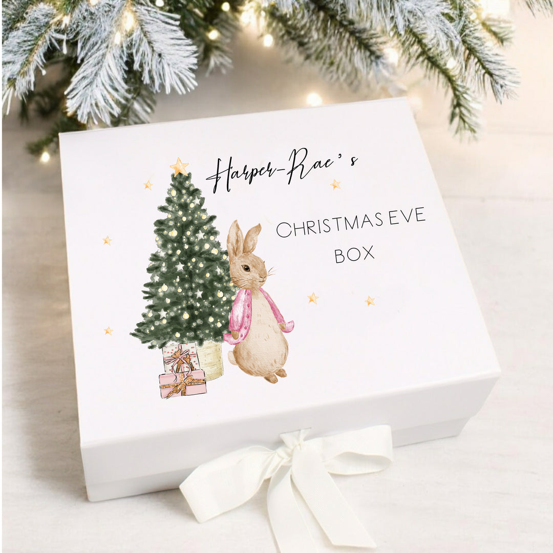 Personalised First Christmas Pink Rabbit Clothing Gift Set