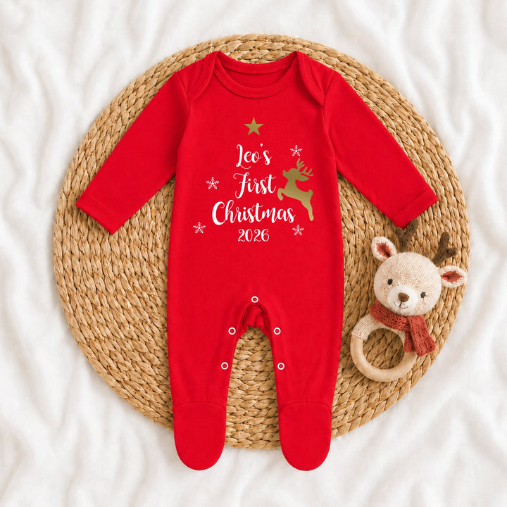 Personalised My First Christmas Reindeer Star Baby Grow