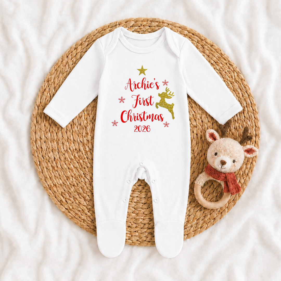 Personalised My First Christmas Reindeer Star Baby Grow