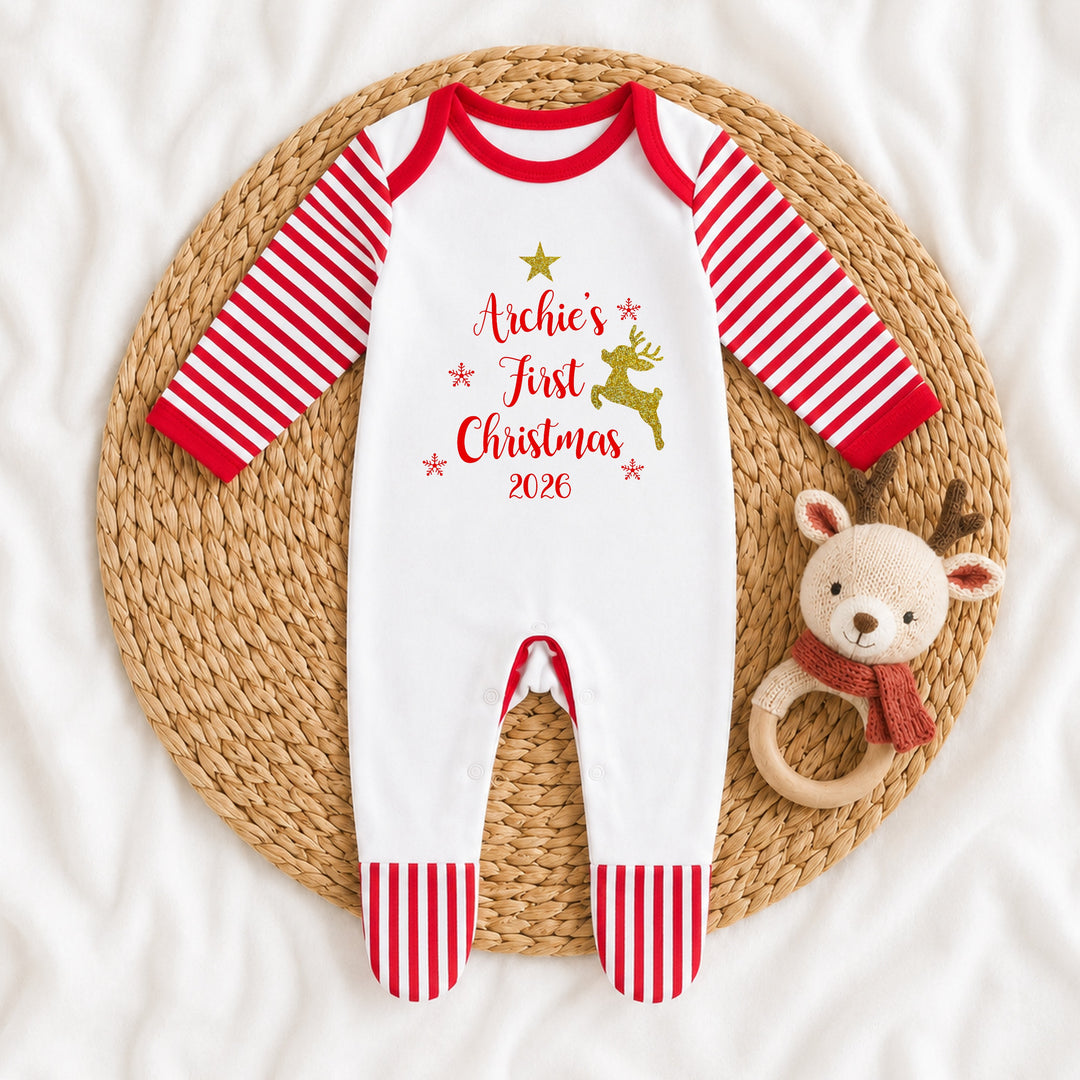 Personalised My First Christmas Reindeer Star Baby Grow