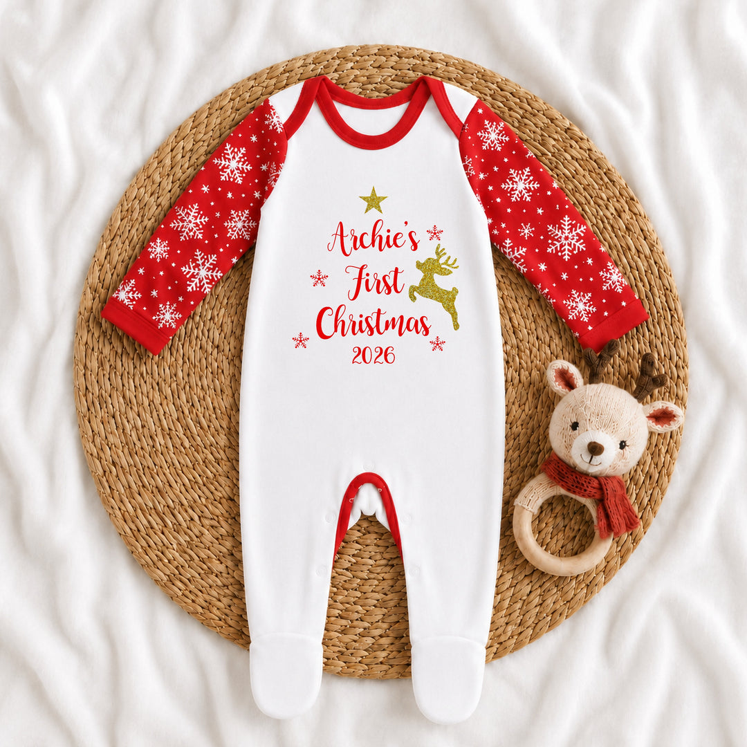 Personalised My First Christmas Reindeer Star Baby Grow