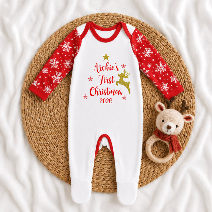 Personalised My First Christmas Reindeer Star Baby Grow