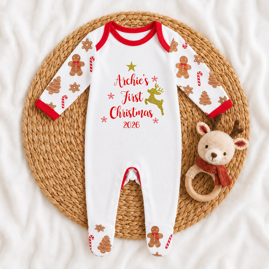 Personalised My First Christmas Reindeer Star Baby Grow