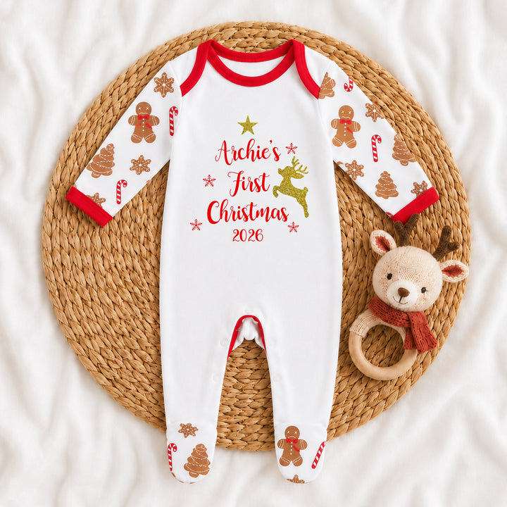 Personalised My First Christmas Reindeer Star Baby Grow