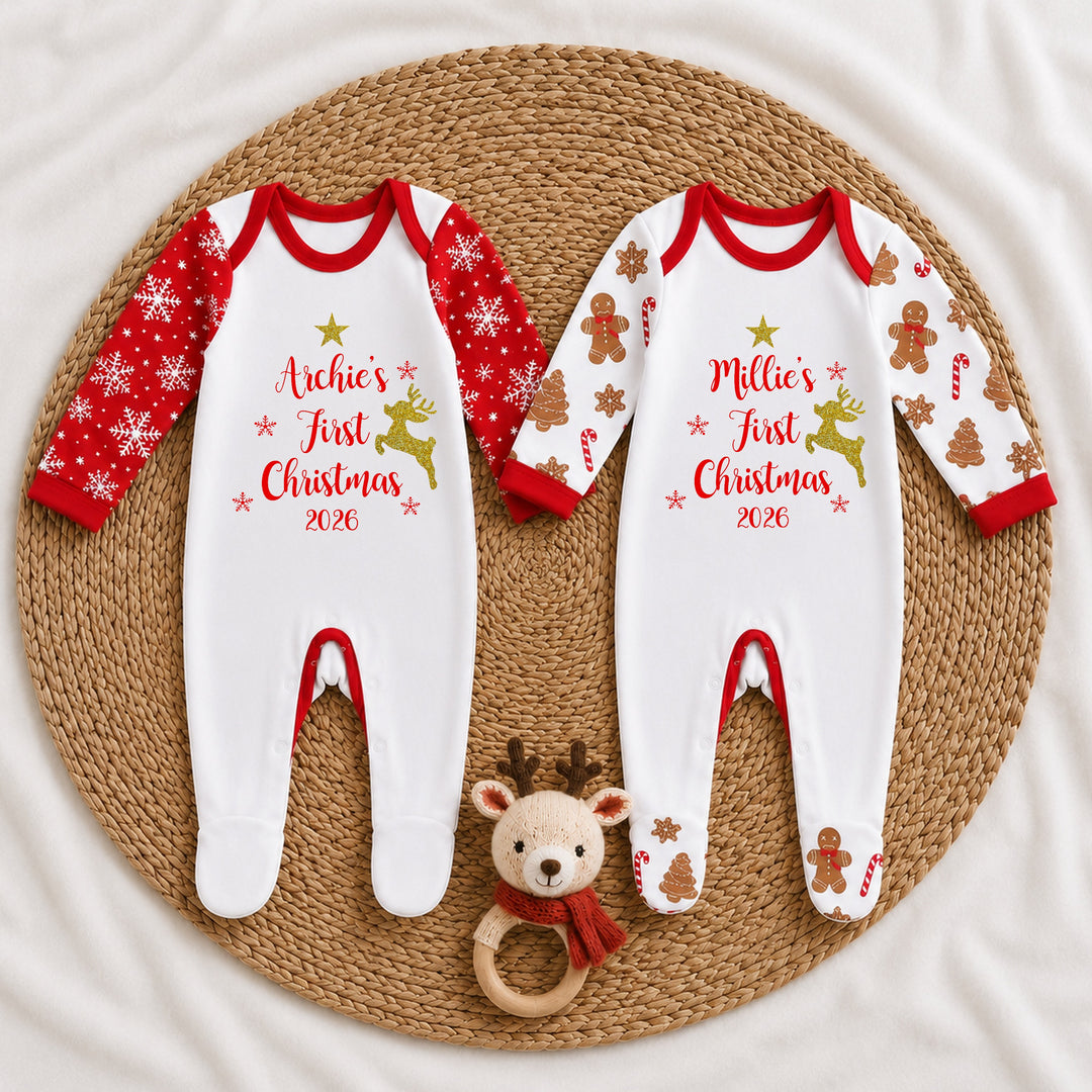 Personalised My First Christmas Reindeer Star Baby Grow