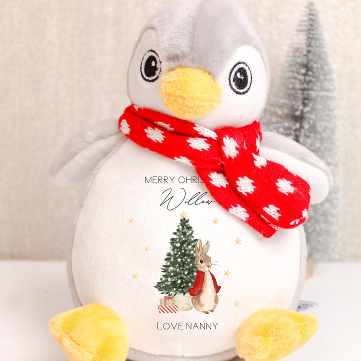 Merry Christmas Personalised RABBIT DESIGN Penguin or Reindeer Soft Plush Toy