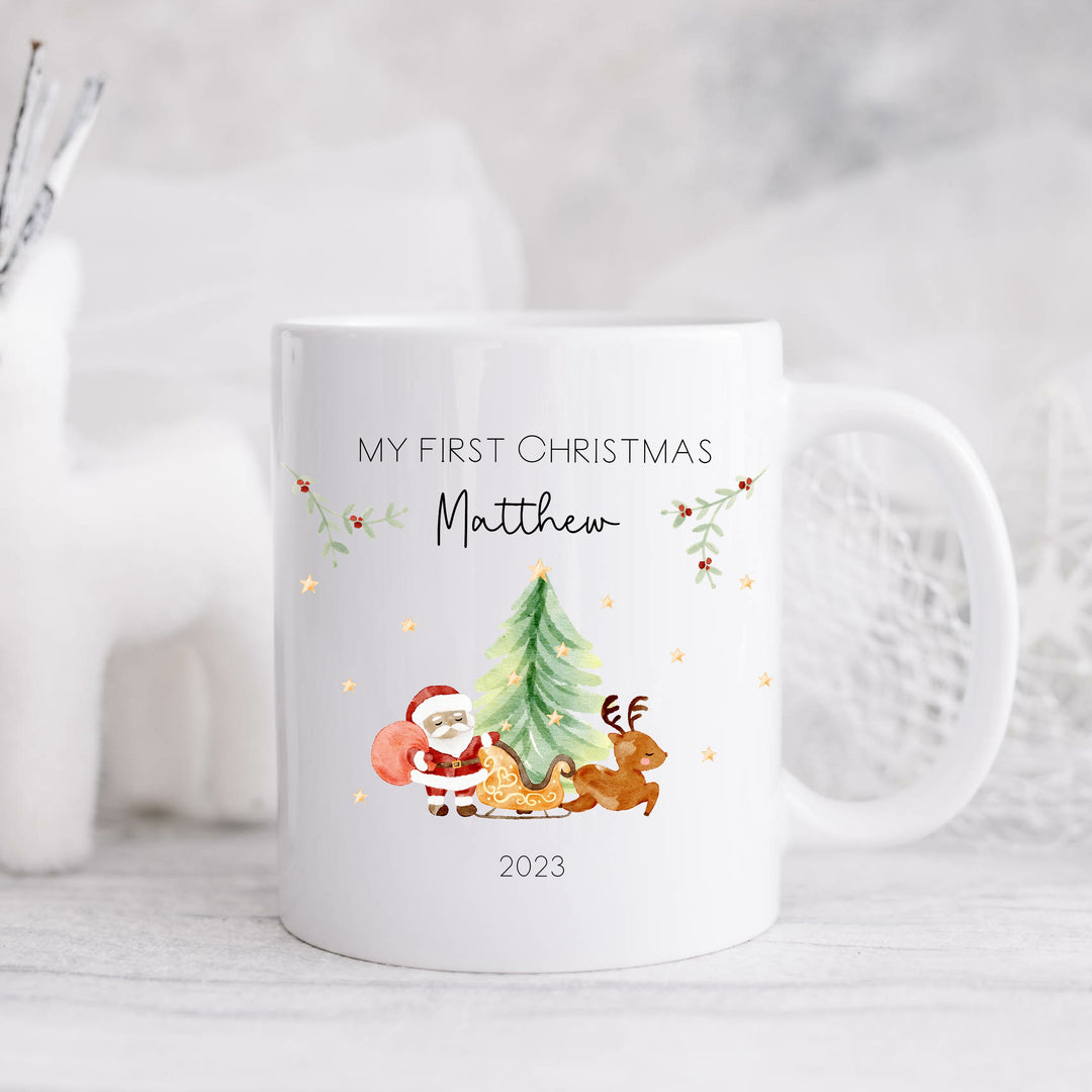 Personalised Santa Sleigh Merry Christmas Mug