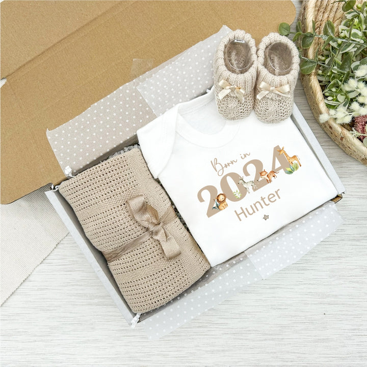 Personalised Unisex Beige Clothing Hamper Set